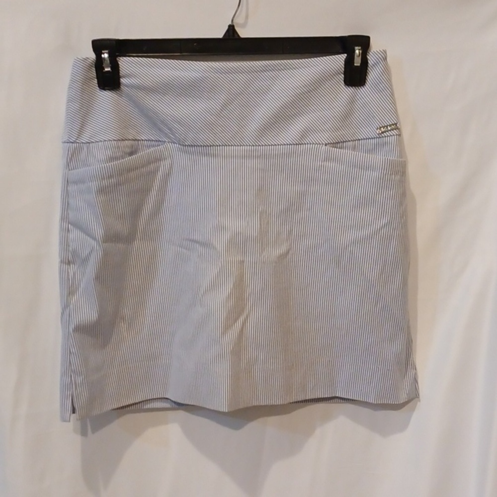 S.C. & CO. Ladies' Tummy Control Skort, blue & white stripe, M, 32" waist, 18"lg